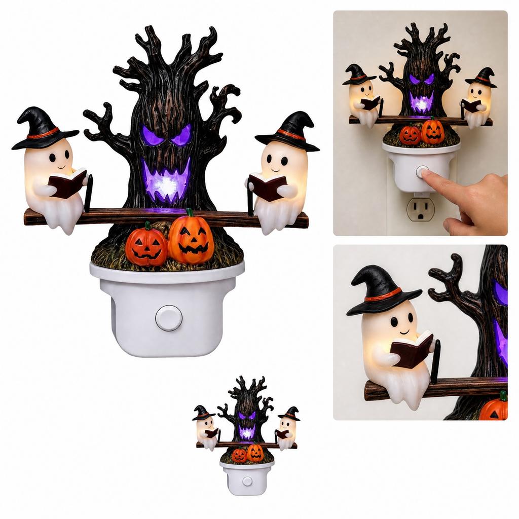 Halloween Reading Book Seesaw Night Light with US Plug for Home Decor