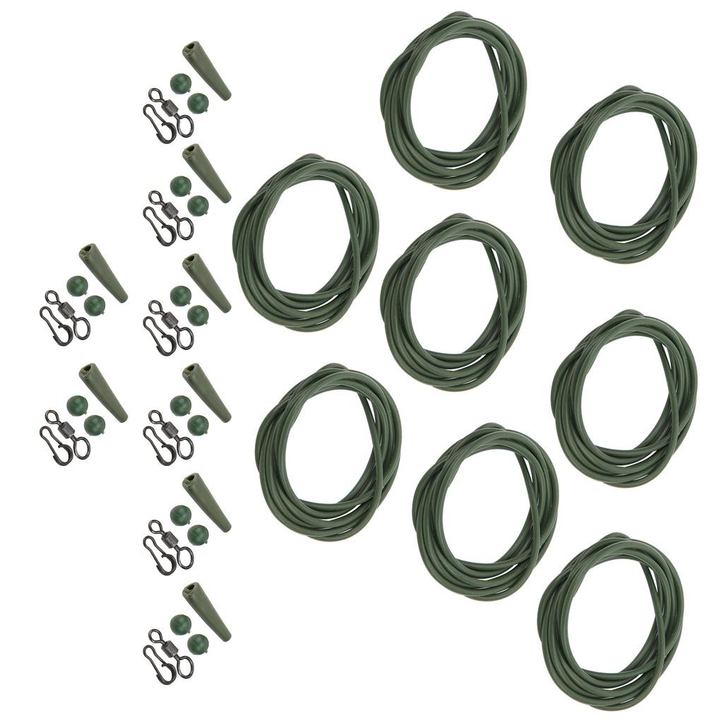 8PCS ABS+Copper Alloy Portable Silicone Hair Rigs Swivel Carp Fishing Accessories(Green )