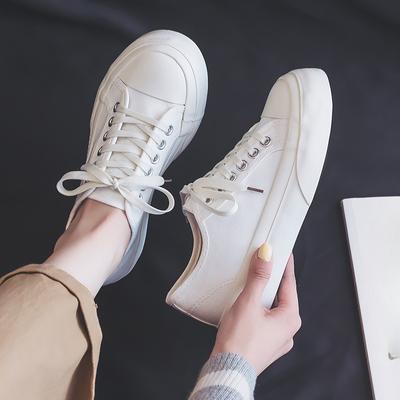 Women's Canvas Shoes Cute Japanese Style Style Thick Bottom All-Match Ugly and Cute Big Head Student Low-Top Sneakers New White Shoes