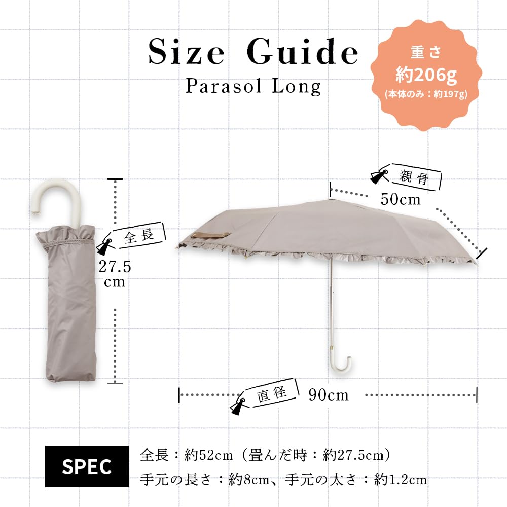 Ogawa Folding UV Suitable for Rain or Frilled Perfect Gift for or any other special LINEDROPS 57439 Women's Parasol, 99.9% Protection, White, Shine,
