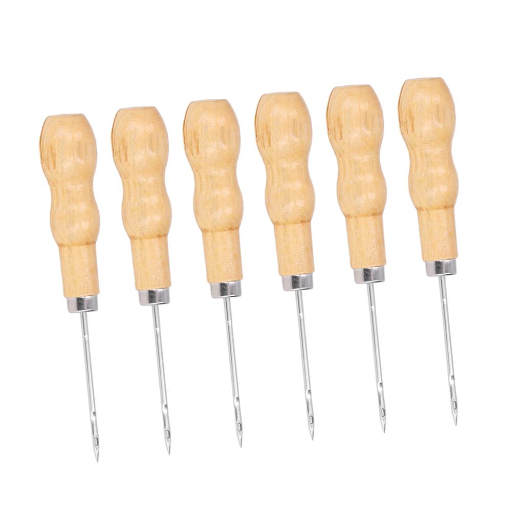 10Pcs Leather Sewing Awl Wooden Handle 125mm Length Hand Tool Set Kit for Repairing DIY