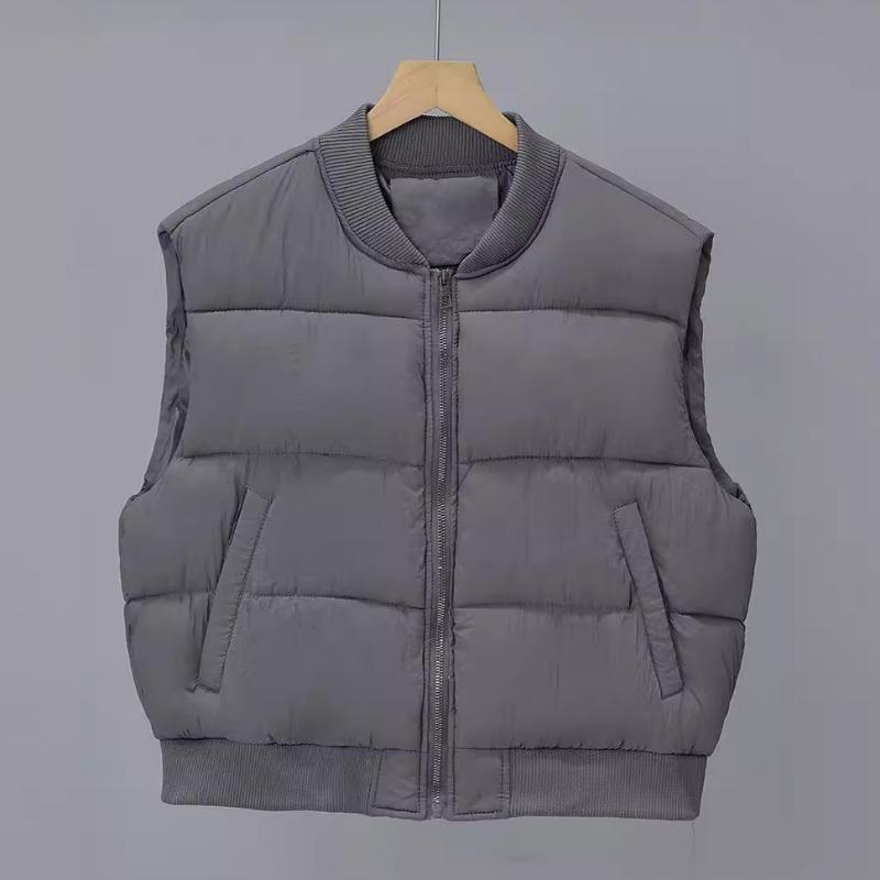 Cotton Vest Women's Autumn and Winter New Stand-up Collar Small Short Thickened Cotton Vest Jacket Tide
