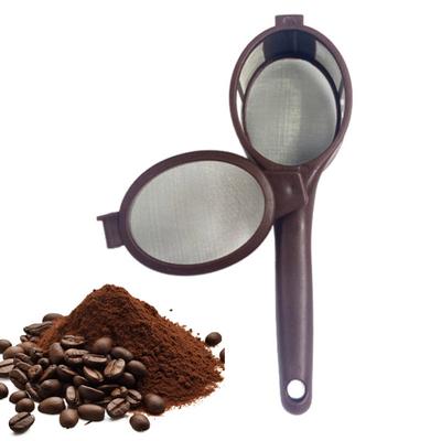 Kaffeelöffel-Trichter, wiederverwendbarer Netzfilter, Edelstahl-Kaffeemaschine, spülmaschinenfest, tragbares Sieb für Campingreisen