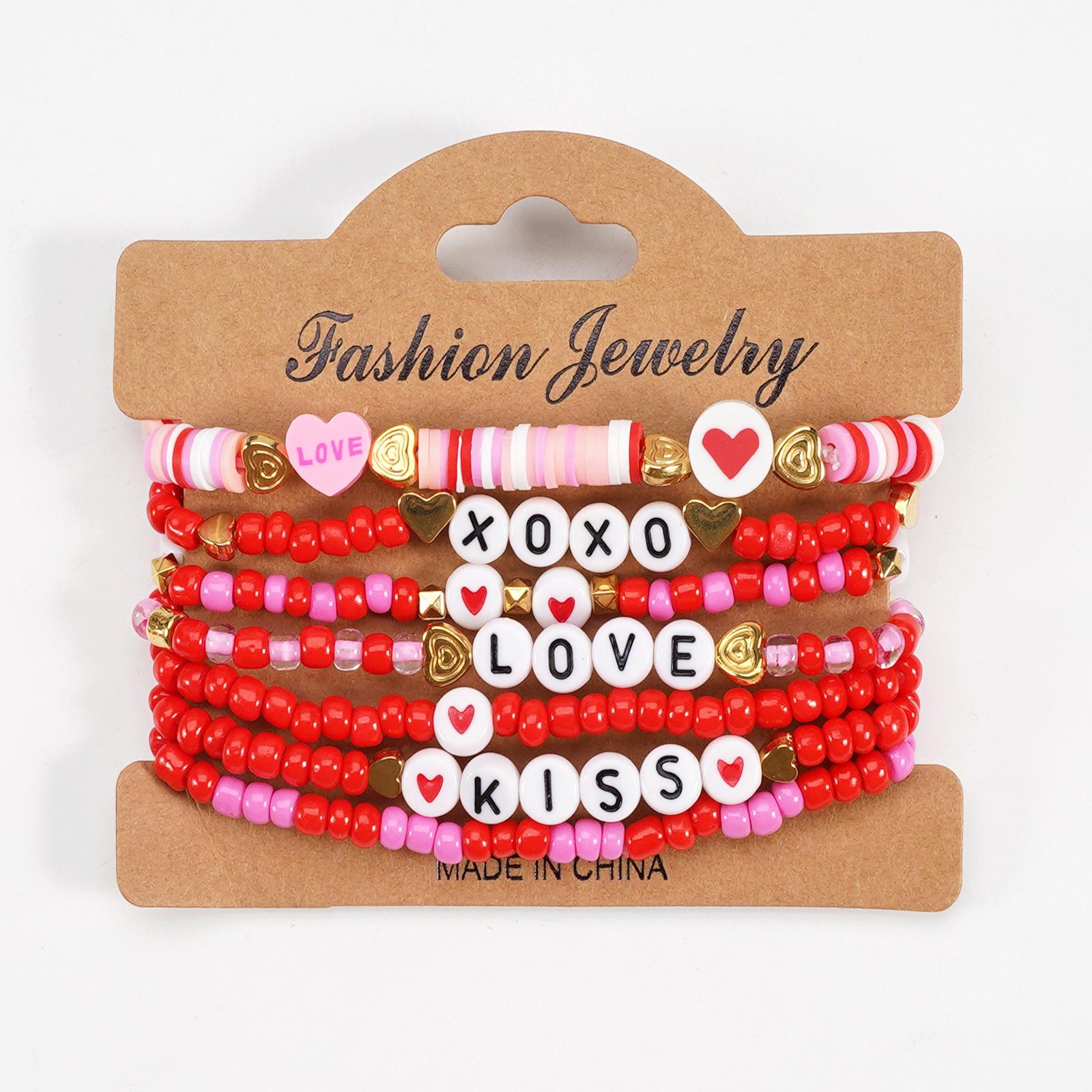 

Valentine s Day Multi-layer Love Heart Bracelet - Elastic Polymer Clay Beaded Design for Qixi Festival