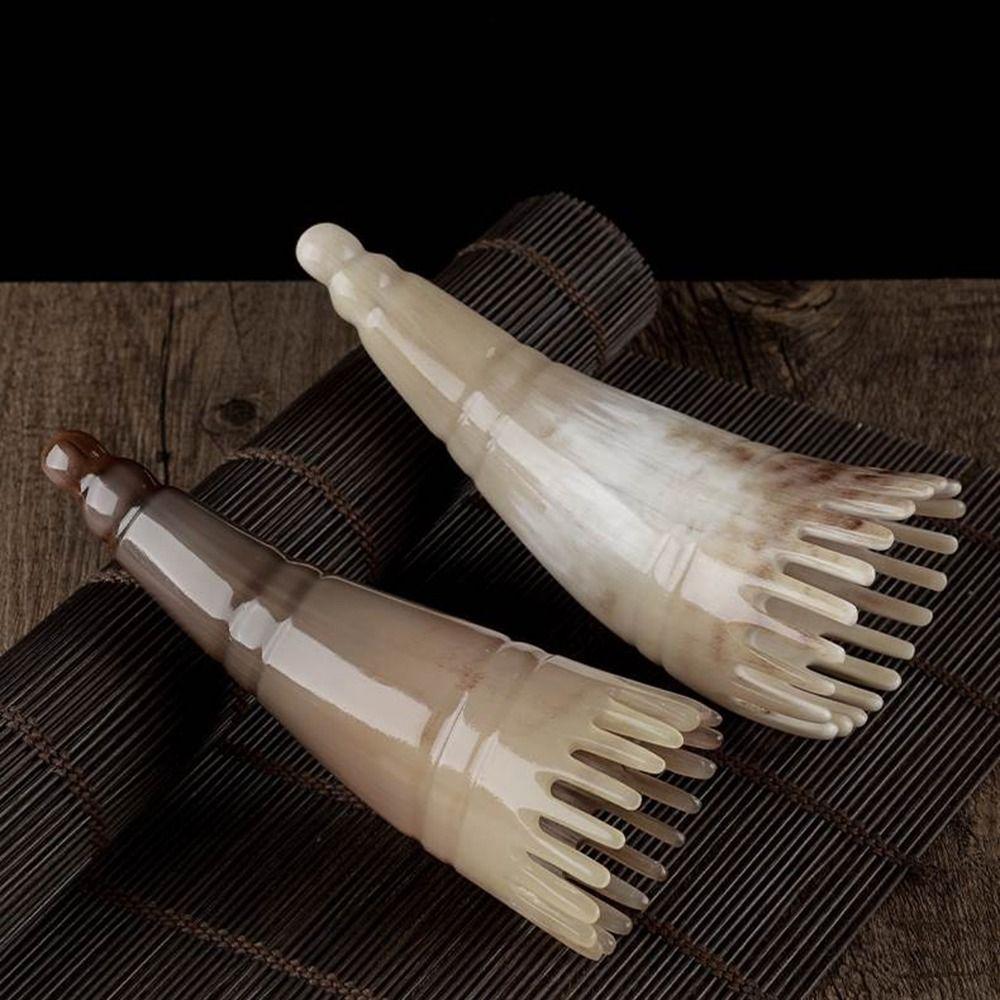 Meridian Scrapping Ox Horn Massage Comb Shampoo Comb Buffalo Horn Meridian Comb  Men