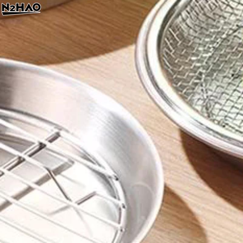 1PCS Silver Stainless Steel Drain Tray, Oil Draining Tray, Oven-safe Baking Tray, Round Kitchen And Household Oil Draining Rack