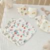 Six-Layer Saliva Towel, Water-Absorbing Soft Square Towel, Children'S Zou Cloth Small Towel, Pleated Printed Handkerchief, Gauze, Hand Towel