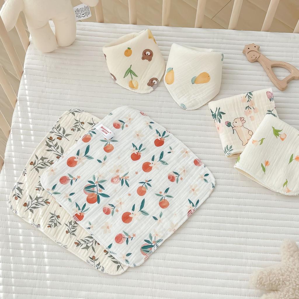 Six-Layer Saliva Towel, Water-Absorbing Soft Square Towel, Children'S Zou Cloth Small Towel, Pleated Printed Handkerchief, Gauze, Hand Towel