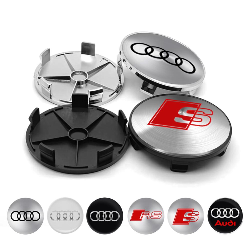 For Audi A7 60/63/68mm 4PCS Badge Car Wheel Hub Caps Emblem Decoration For AUDI A1 A3 A4 A5 A7 A8 Q3 Q5 Q7 S3 S4 S5 S6 S7 Sline Accessories