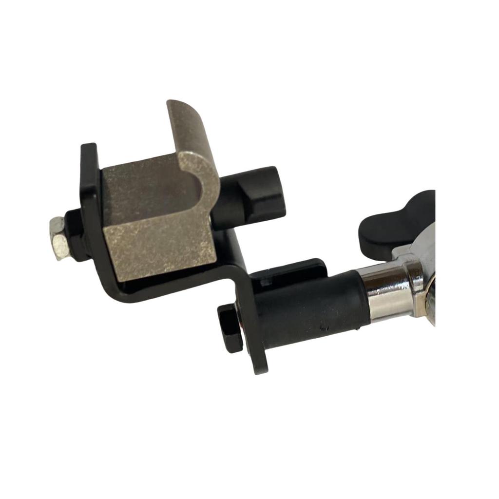 Multi-Functional Jazz Drum Rack with External Clamp for Cymbal and Cowbell Attachment.