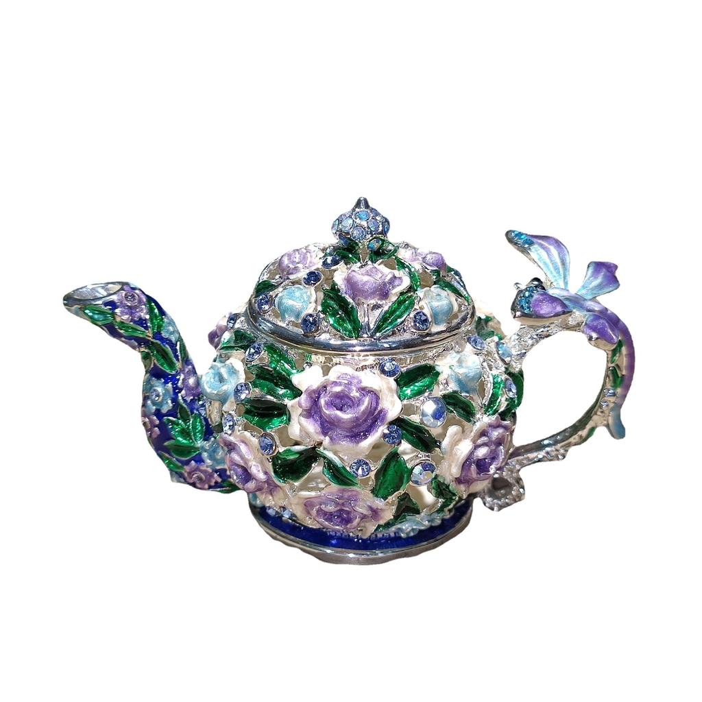 Chińskie Retro Pastoralny Styl Emaliowane Pudełko na Biżuterię Rękodzieło Dekoracja Domu Czajnik Mała Ozdoba Pudełko na Biżuterię