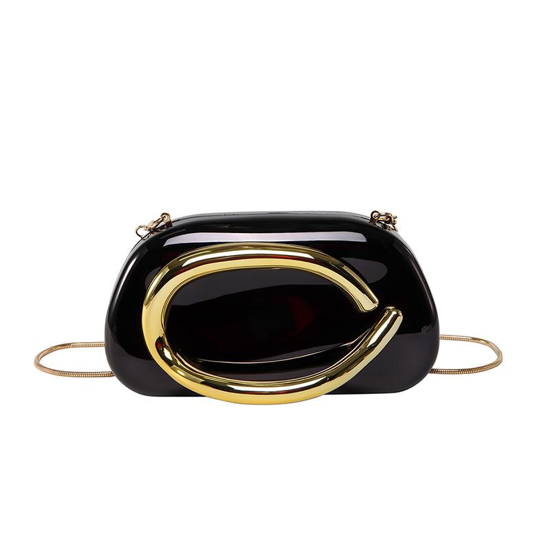 

2025 women s European and American new shoulder messenger bag, special-shaped shell acrylic bag, fashion niche dinner clutch bag чёрный