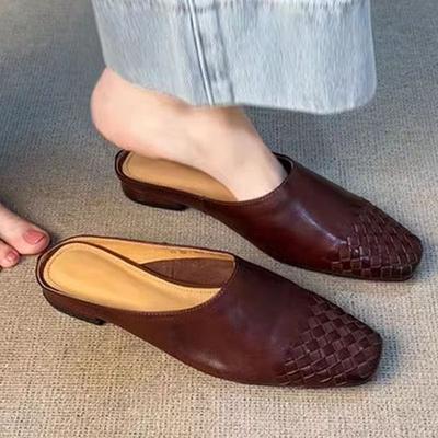 A Sheepskin Version of French Retro Woven Headband Half-slipper a Fashionable and Lazy Woman Can Be Worn Outside with One Foot
