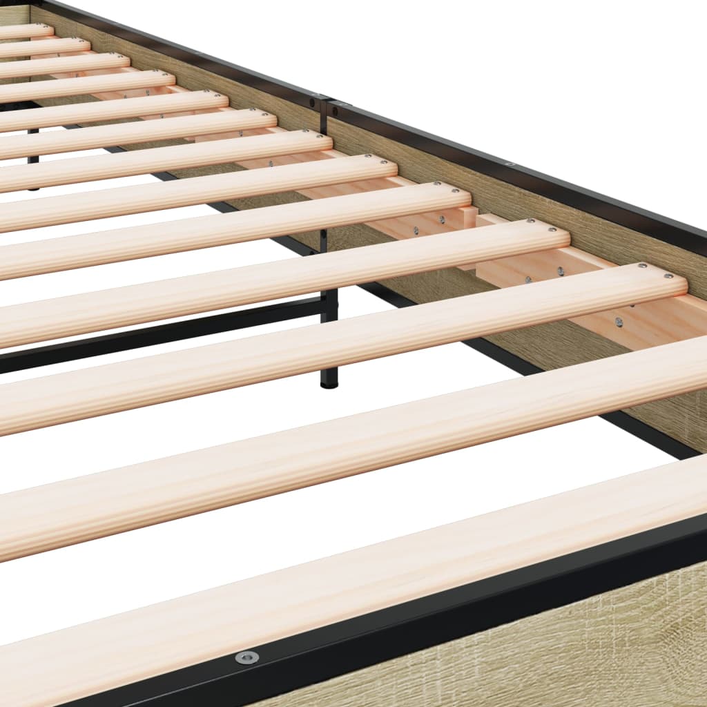 Bed Frame in Sonoma Oak Finish 75 x 190 cm Made of Wood Based Material and Metal