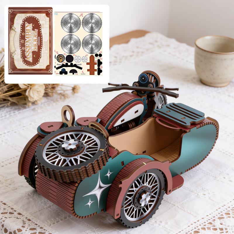 DIY 3D Wooden Tricycle Puzzle Model – Educational Desk Ornament Gift