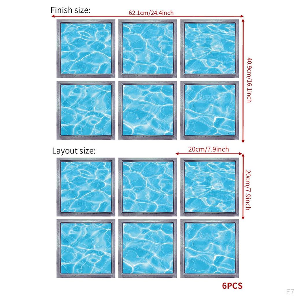 6 Pieces 3D Bathtub Appliques Decals Tub Treads Stickers for Bath Pools