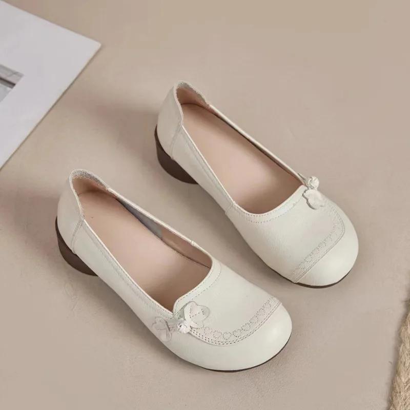 

Модные Удобные Мягкие Женские Туфли из Коровьей Кожи в Ретро Этническом Стиле, Туфли из Натуральной Кожи, Туфли-Лоферы на Квадратном Каблуке, Женские, Осенние 41