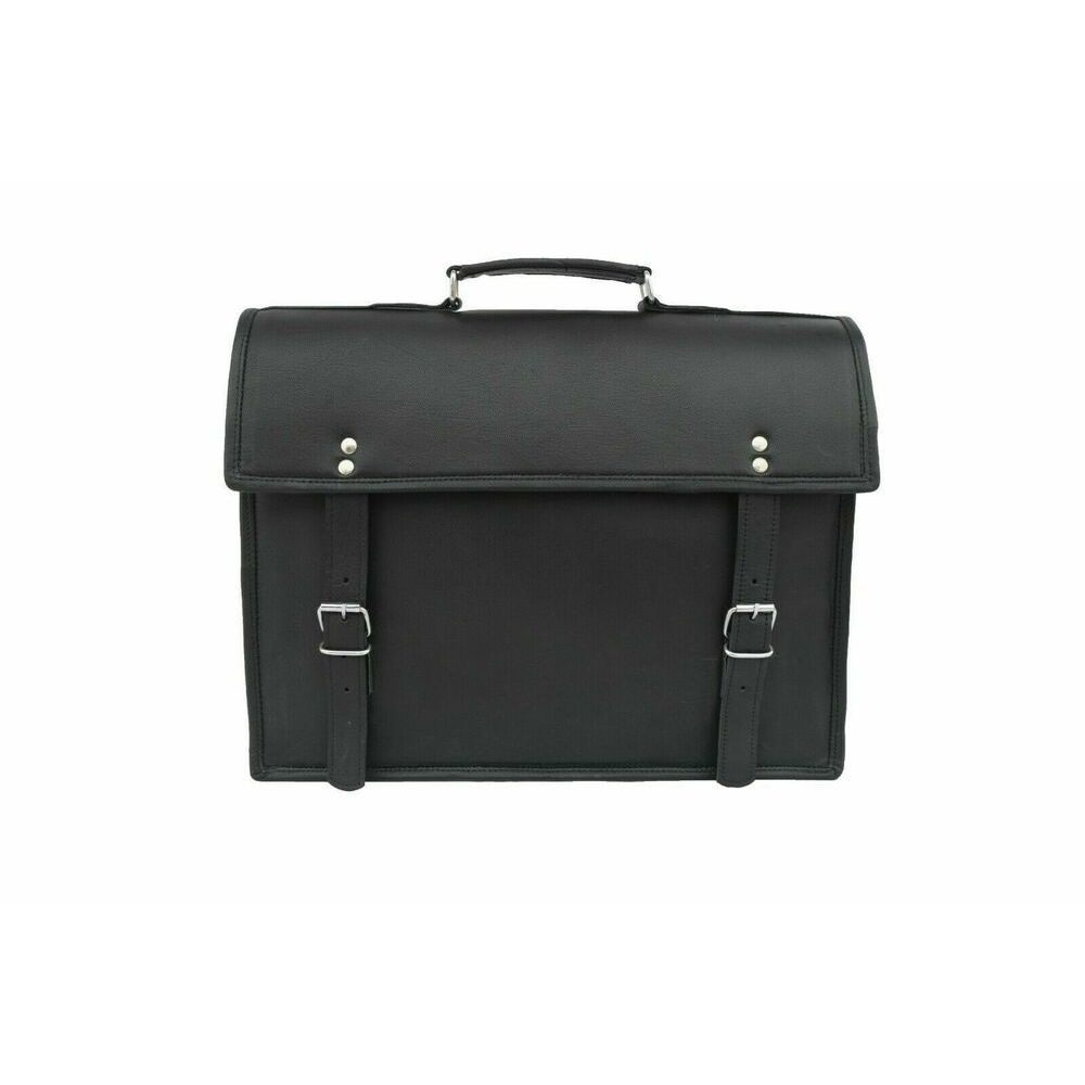 Bag Laptop Satchel Office Shoulder Bags 15" Black Leather Briefcase Messenger