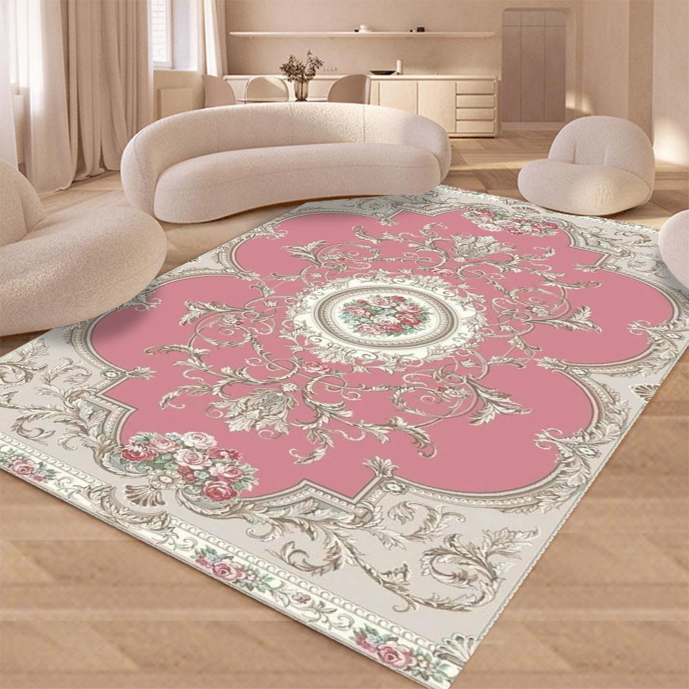 Vintage Rustic Carpet Shabby Rose Rugs Luxury Soft Elegant Traditional Rugs Floral Floor Carpet Home Living Room Bedroom Mats