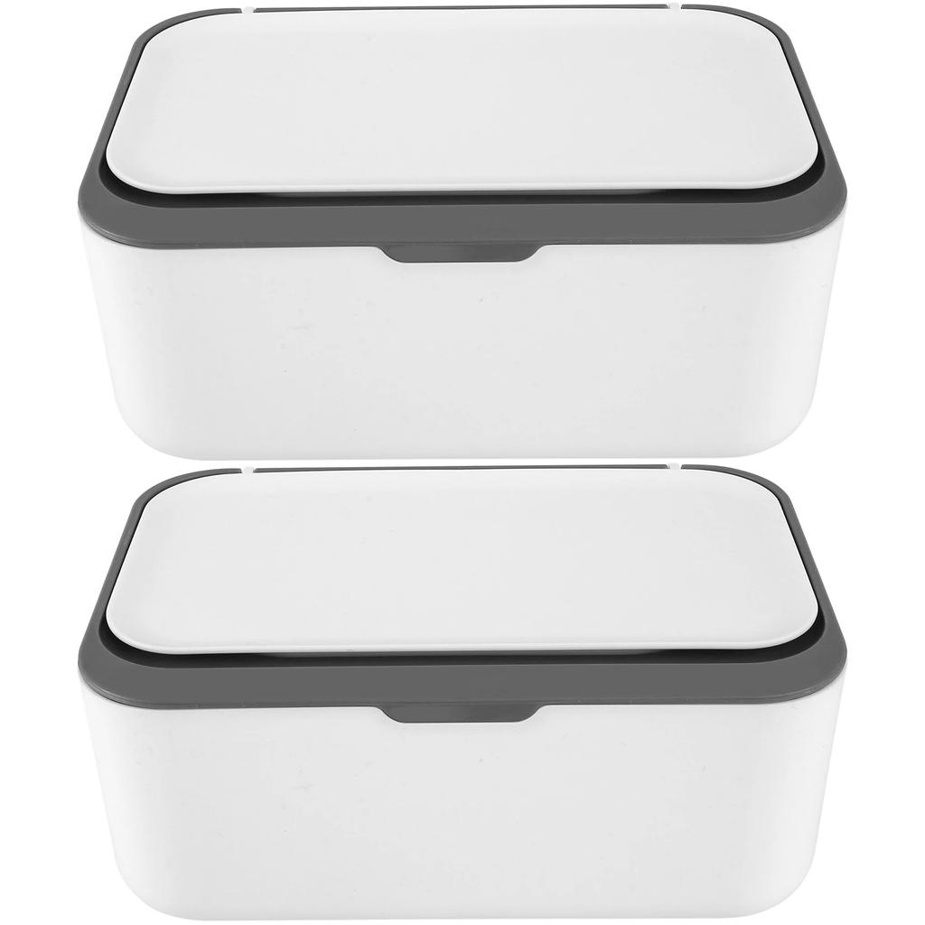 2Pcs Wipes Dispenser Baby Wipe Holder w/ Lid Refillable Wet Tissue Container Keeps it Fresh Dustproof Wet Tissue Cases Organizer