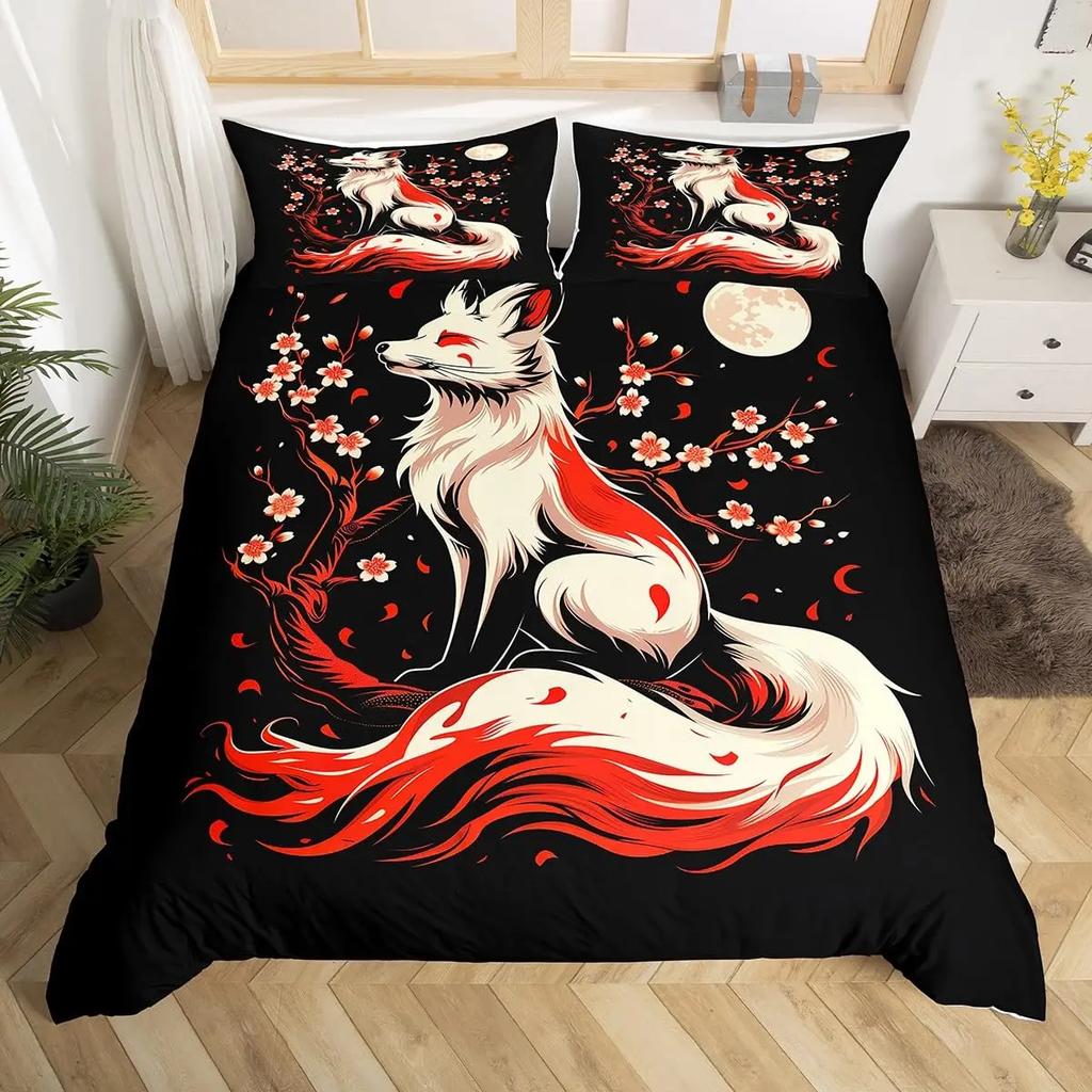 Fox Duvet Cover Sets for Kids Teens Quilt Covers Lightweight Down Room Decor Queen King Size 2 Pillowcase 1 Duvet Cover No Quilt