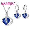 Bridal Jewelry Set Heart CZ Crystal 925 Silver Color Pendant Necklace Earrings for Women Wedding Anniversary Gifts