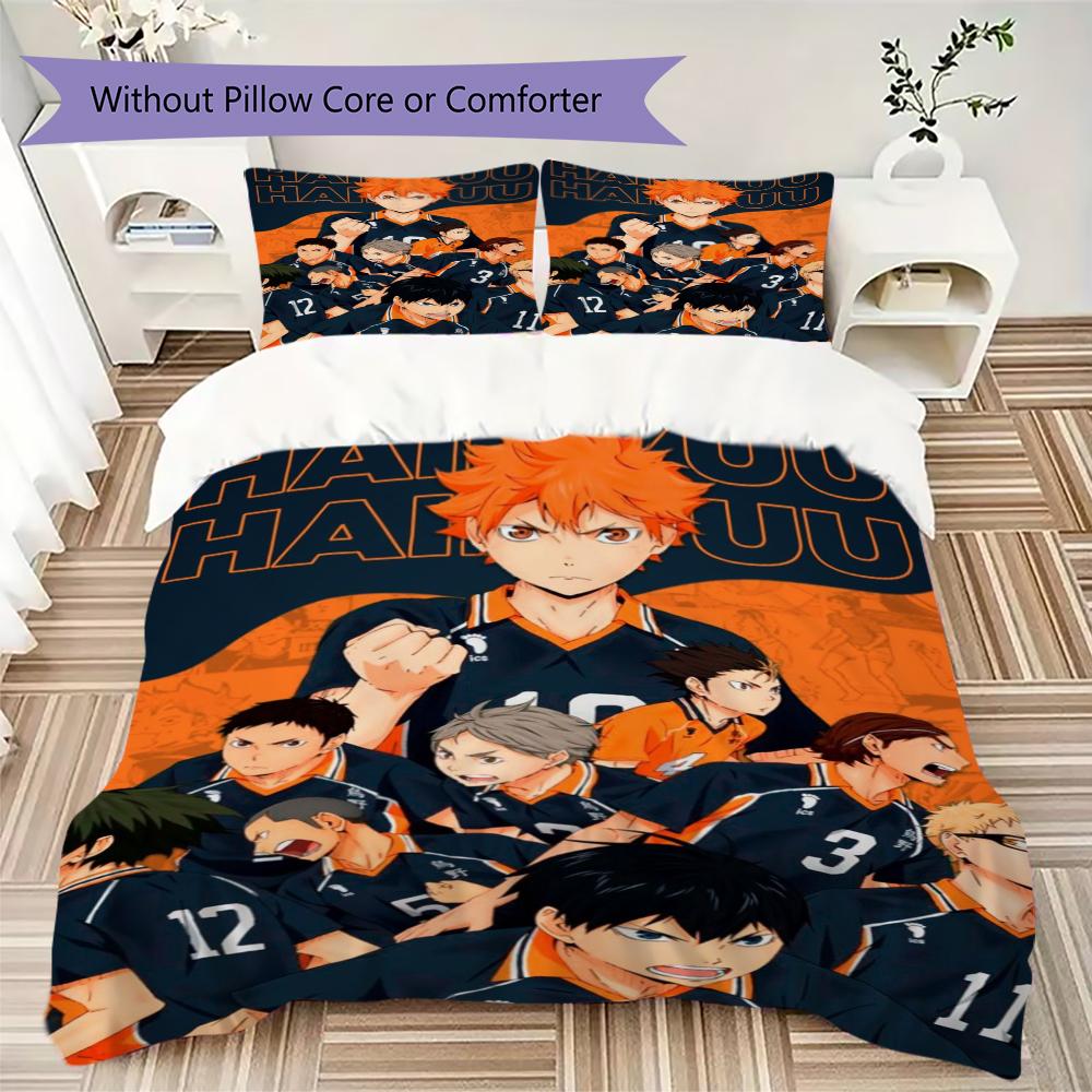Haikyu!! Anime Pattern Bedding uilt Set uilt Cover Pillowcase Home Decoration Birthday Gift (1 * duvet cover + 2 * pillowcase  without core)53