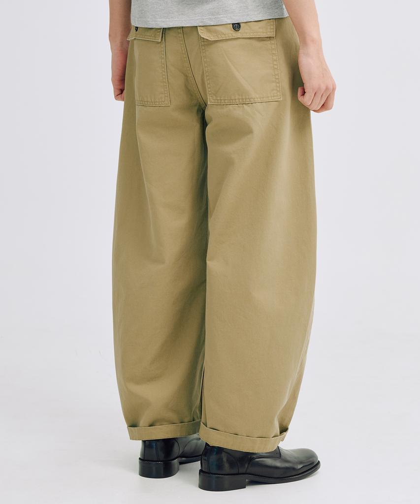 TAKEASY Fatigue Barrel Cotton Pants (Beige)
