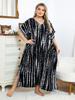 EDOLYNSA 2024 Casual V Neck Stripe Tie-Dye Loose Kaftan Women Summer Boho Printed Plus Size Beach Dress Vacation Swimsuit Cover Up Q1218