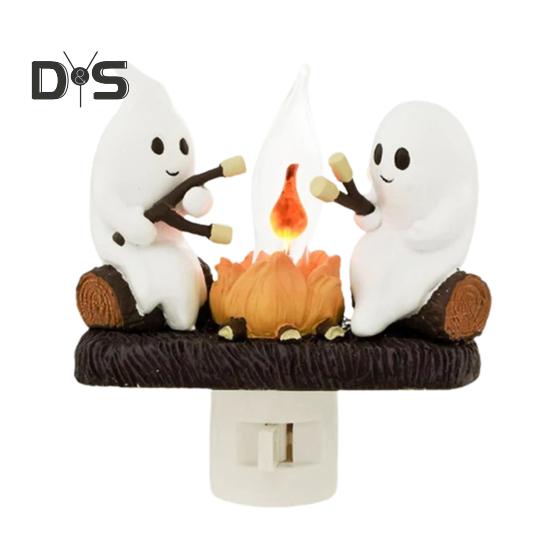 

Призрачный костер мерцающий ночник Хэллоуин 3D мультфильм призрак светодиодный фонарь поддельный костер украшение для дома и офиса дети друзья семья фестиваль подарок UK