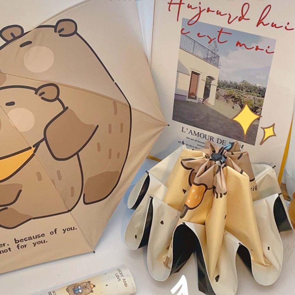 Anti-UV Capybara Sun Protection Umbrella Lightweight Cartoon Folding Sun Umbrella  Girls