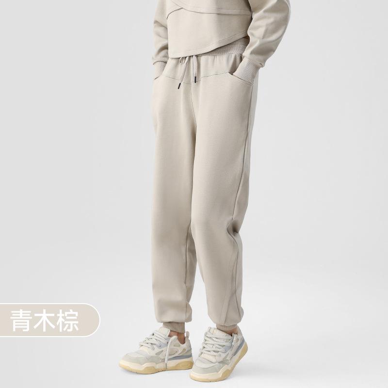 Sweatpants loose and thickened sports trousers women's running training fitness clothes mixed cotton and thin versatile tied feet casual sweatpants