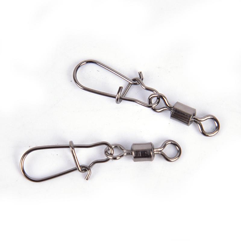 10Pcs Rolling Barrel Swivel With Snap Fishhook Lure Connector Fishing Tackle