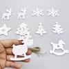 Christmas Wooden Pendants Chips Hanging Oranament Christmas Decoration 2023 Snowflake Elk Bells Christmas Tree Decorations