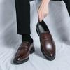 Large size leather shoes men's new versatile loafers British one-pedal lazy shoes business dress groom wedding shoes