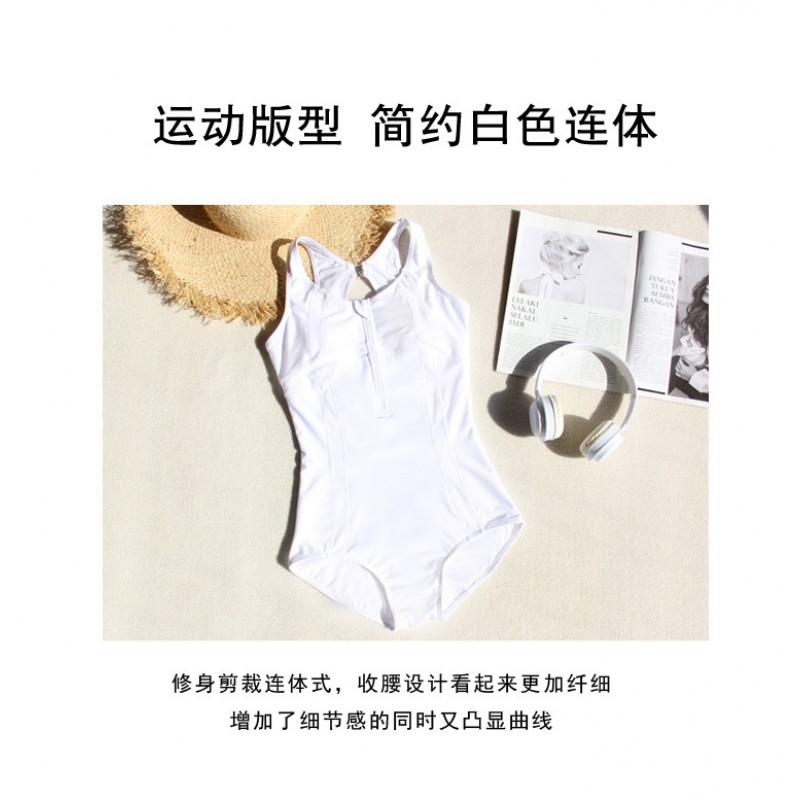 Swimsuit Women's Sporty Style White One-piece Triangle Belly Cover To Show Slimming Training Racing Swimming Pool Hot