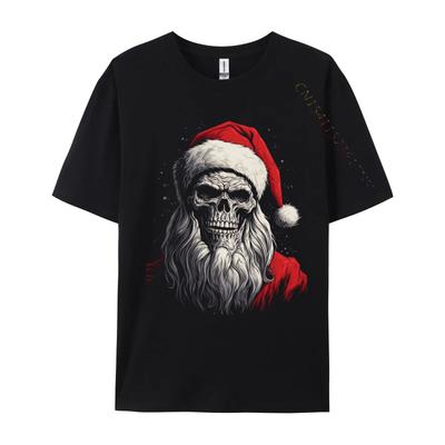 Christmas Skull Santa Claus Xmas Holiday Winter Season T Shirts Men's Harajuku T Shirt Cotton Oversized Tshirt Tee Top