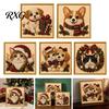 Winter Wonderland Creative Activities Christmas Faux Pearl Art Kit, Xmas Hat Cat Dog Painting DIY Easy Sets 3D Puppy Bead Craft Kit for Adults,