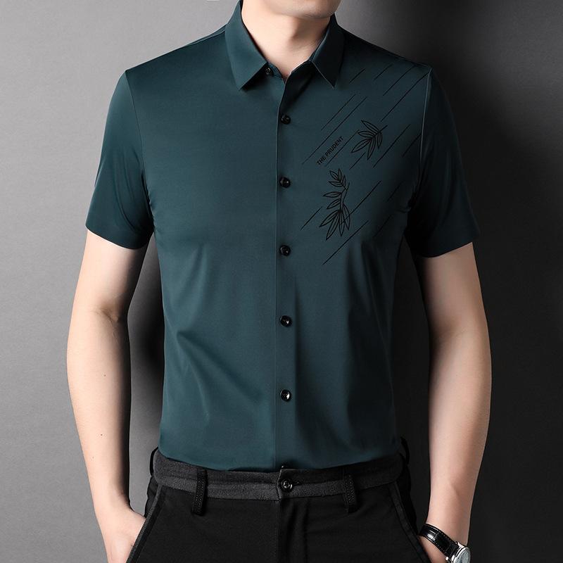 Summer New Young and Middle-Aged Men's Thin Shirt Short Sleeve Lapel Casual Business Cardigan Dad