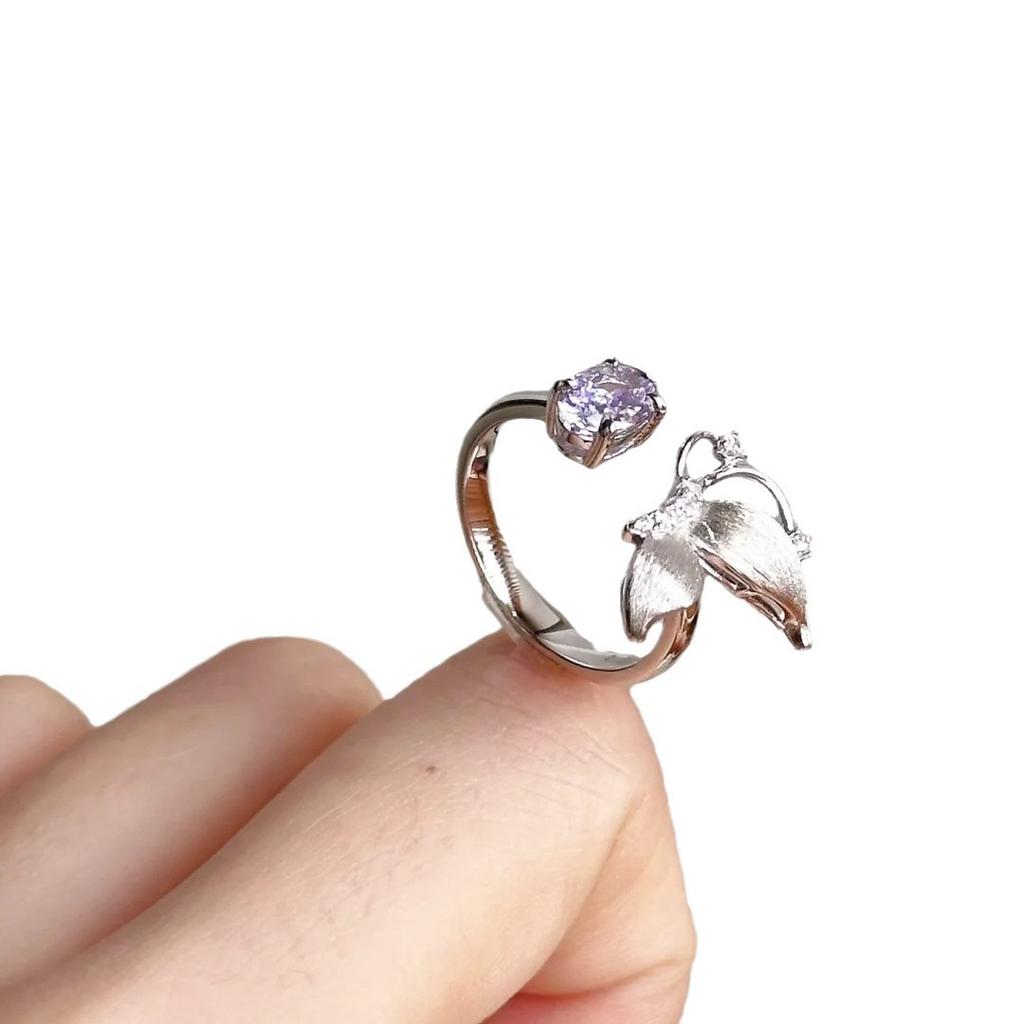 Purple Diamond Butterfly Ring Set Gentle Super Fairy Brushed Purple Butterfly Fairy Purple Pendant