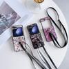 For Samsung Galaxy Z Flip7 FE 5G/Z Flip6 5G Small Flowers Pattern PU Leather Coated PC Phone Cover with Crossbody Strap