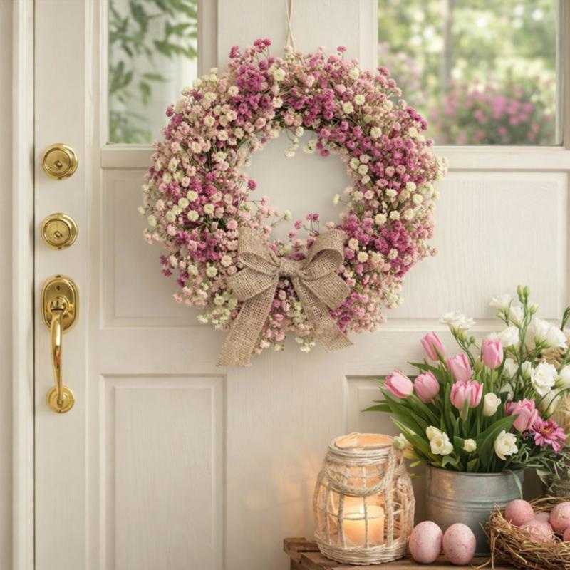 Starry Realistic-Looking Sky Eucalyptus Leaf Wreath Decoration Ornament Realistic And Bright Colors Spring Wall Porch Home Decoration