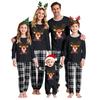 Christmas Family Matching Outfit Set with Neck Printed Top and Pants for Holiday Photos