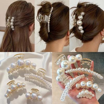 Set di fermagli per capelli vintage con perle grandi, artigli coreani, grandi fermagli per capelli, forcine per capelli da donna, accessori per capelli, regalo