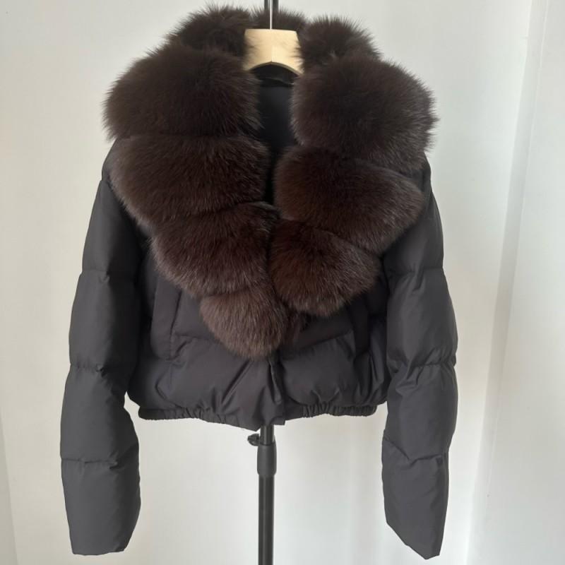 Womens Short Down Coat With Real Fox Fur Collar Lightweight Warm Winter Jacket Urban Commute Casual Wear