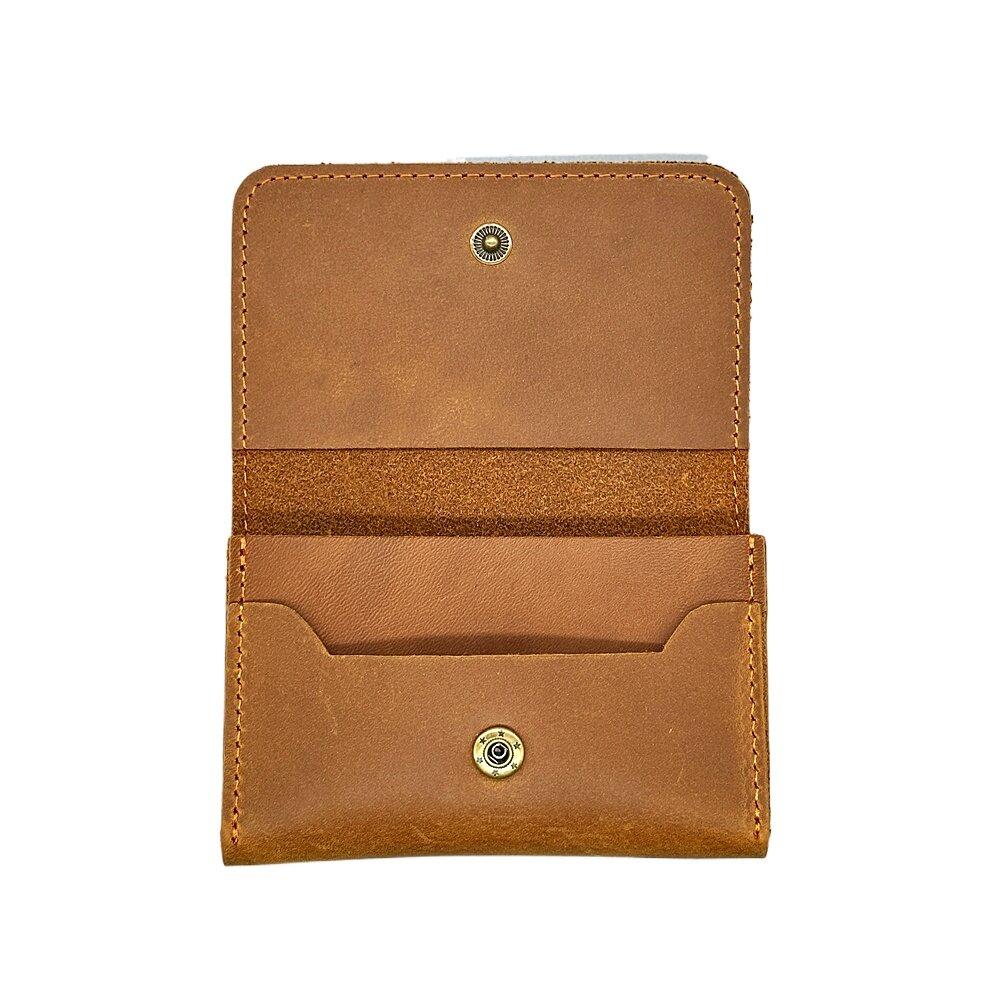 Short Crazy Horse Card Holder Bag Men's and Women's Business Card Holder Retro Leather Wallet Clip