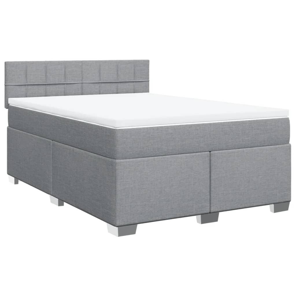 Box Spring Bed with Mattress Light Grey 140 x 190 cm Fabric