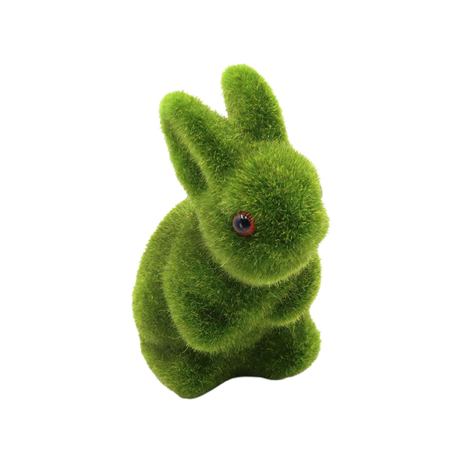 Easter Flocked Rabbit Decorative Party Decors Flocked Bunny Easter Moss Rabbit for Home Party Decors Garden Ornaments