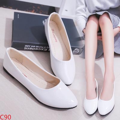 Mode Frauen Candy Farbe Ballerinas Weiß Pumps Schuhe Frau Wohnungen Lackleder Slip auf Schuh Zapatos Mujer Damen Arbeit 2024 Müßiggänger