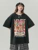 T-shirt Casual Unisex in Cotone Stile Giapponese Retrò, Vestibilità Larga, per Coppie Taglie Forti